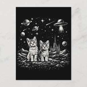 Postal Gatos Espaciales en el Cosmos
