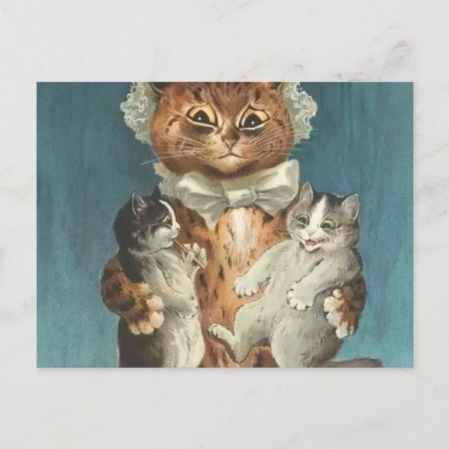 Postal Gatos gemelos Louis Wain (Anverso)