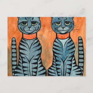 Postal Gatos Gemelos Por Louis Wain