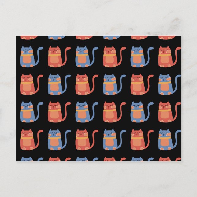 Postal Gatos grasos en regalos rosas y azules para los am (Anverso)