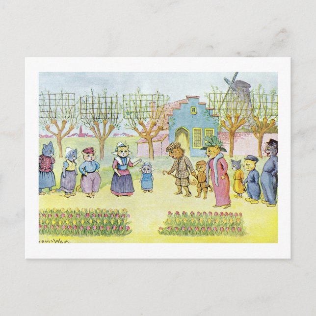 Postal Gatos holandeses, Louis Wain (Anverso)