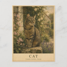 Postal Gatos Jardines Campestres Europeos VINTAGE