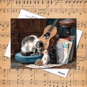 Postal Gatos jugando con la guitarra Henriëtte Ronner-Kni