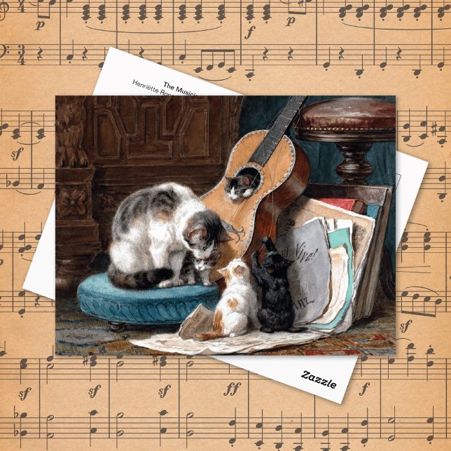 Postal Gatos jugando con la guitarra Henriëtte Ronner-Kni (Subido por el creador)