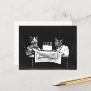 Postal Gatos Lindos de Pastel de Cumpleaños