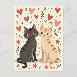 Postal Gatos Lindos de San Valentín Retro