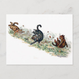 Postal Gatos Louis Wain se caen
