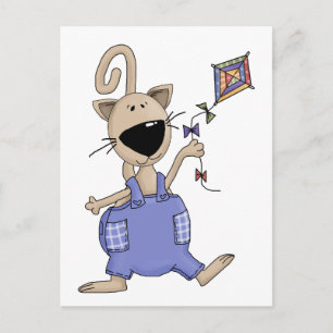 Postal Gatos "n" perros ・ Gato con cometa