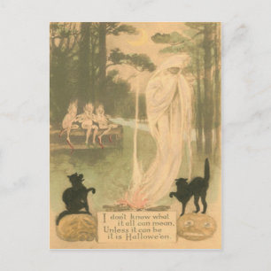 Postal Gatos Negros Duendes Linterna de Jack el Fantasma