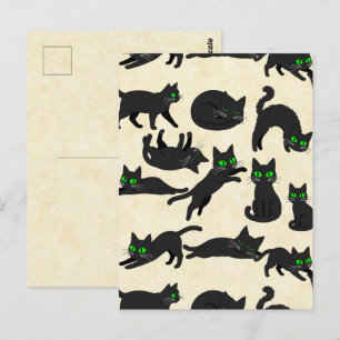 Postal Gatos negros ojos verdes gatitos lindos crema cali