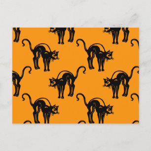 Postal Gatos negros retro Halloween