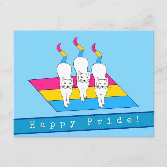 Postal Gatos Orgullosos Pansexuales Felices (Anverso)