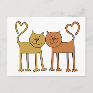 Postal Gatos Personalizados con colas curvadas a los cora