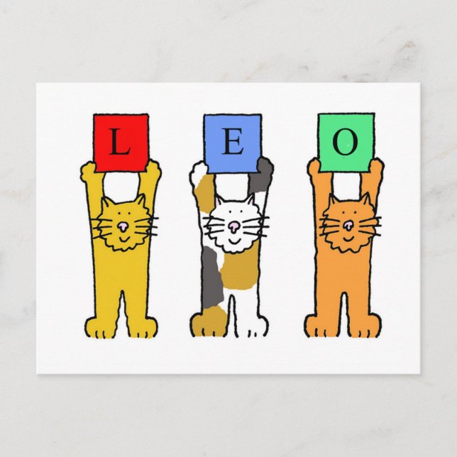 Postal Gatos Personalizados de Rótulo Zodaic Leo. (Anverso)