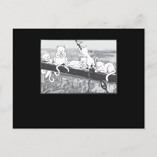 Postal Gatos Por Encima De Un Rascacielos Almuerzo Parodi (Anverso)
