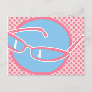 Postal Gatos Rosados Gafas De Ojo