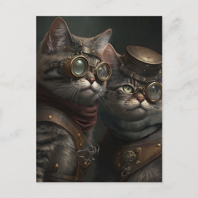 Postal Gatos Steampunk (Anverso)