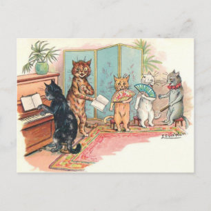 Postal Gatos Victorianos de Louis Wain Música de Salón ci