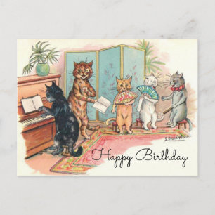 Postal Gatos Victorianos de Louis Wain Sala de Música cir