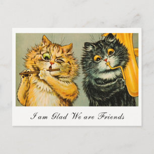 Postal Gatos Vintage Louis Wain Me alegra que seamos amig