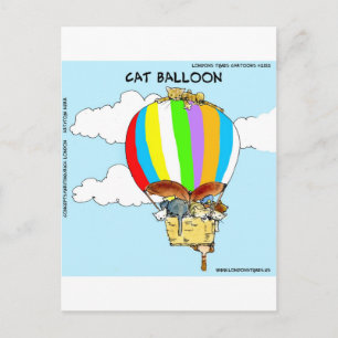 Postal Gatos Voladores Dibujos Animados Divertidos