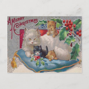 Postal Gatos y Acebo