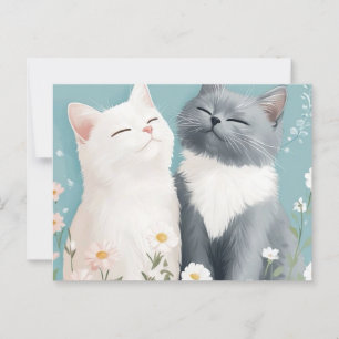 Postal Gatos y flores