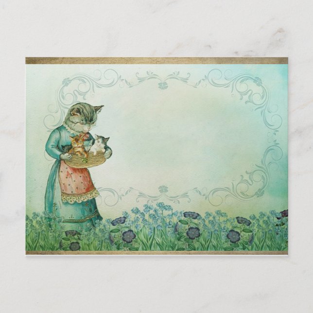 Postal Gatos y gatitos vintage, (Anverso)