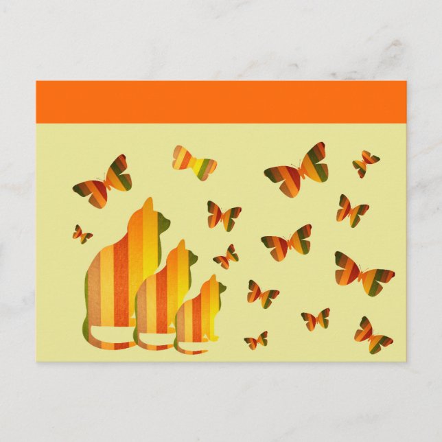 Postal Gatos y mariposas (Anverso)