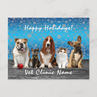 Postal Gatos y perros Veterinarios Navidades