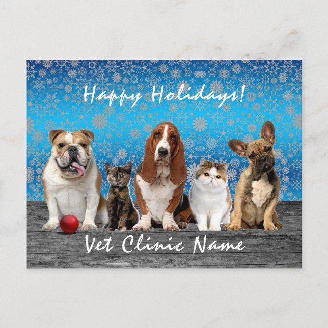 Postal Gatos y perros Veterinarios Navidades (Anverso)