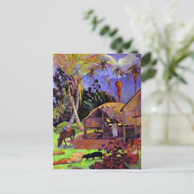 Postal Gauguin - Cerdos negros (Anverso de pie)
