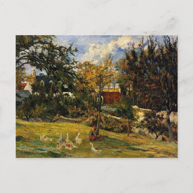 Postal Gauguin - Geese en la pradera (Anverso)