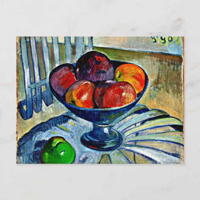 Postal Gauguin - Plato de frutas en una silla de jardín (Anverso)