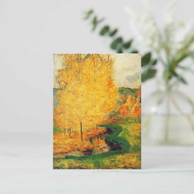 Postal Gauguin - Por la corriente, en otoño, (Anverso de pie)