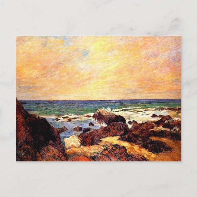 Postal Gauguin - Rocas y mar, 1886, pintura (Anverso)