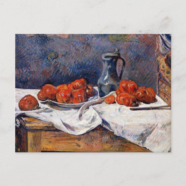 Postal Gauguin - Tomates y un manteca de agua en una mesa (Anverso)