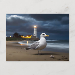 Postal Gaviota de California por fondo de alumbrado marin