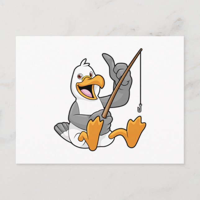 Postal Gaviota en la pesca con caña de pescar (Anverso)