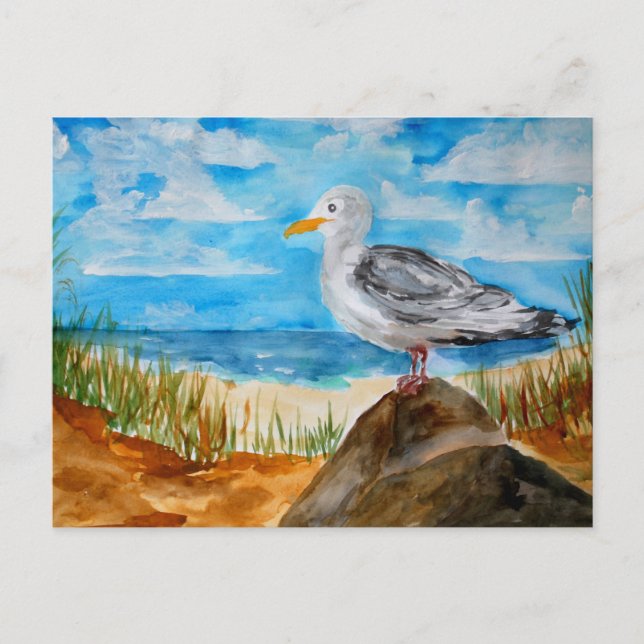 Postal Gaviota en la playa (Anverso)