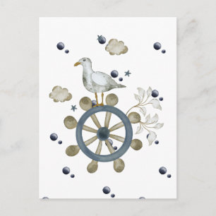 Postal Gaviota haciendo autostop