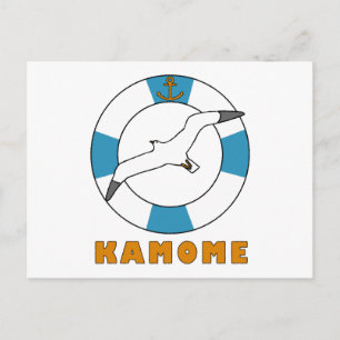 Postal Gaviota y flotador azul claro