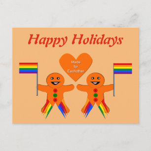 Postal Gay Men Navidades Gingerbread Pareja Personalizado