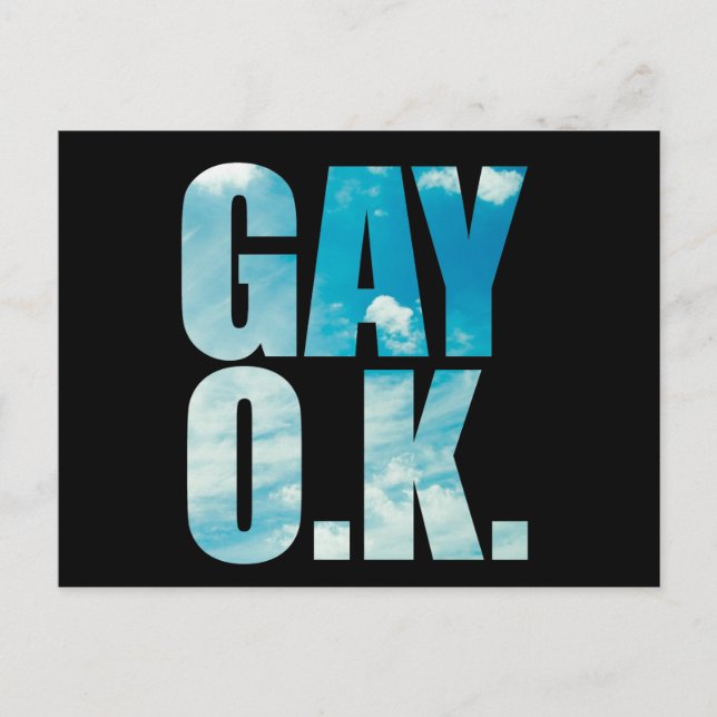 Postal Gay OK Gracioso Hipster Cloud Text (Anverso)