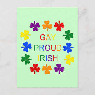 Postal Gay Proud Irlandés LGBT Rainbow Shamrock