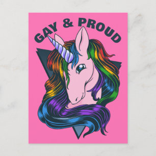 Postal Gay Unicornio de texto personalizado