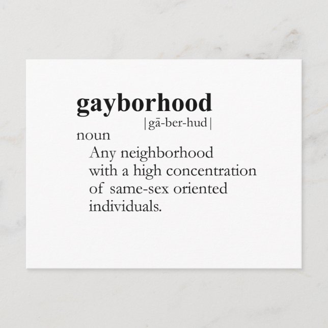Postal GAYBORHOOD (definición) (Anverso)