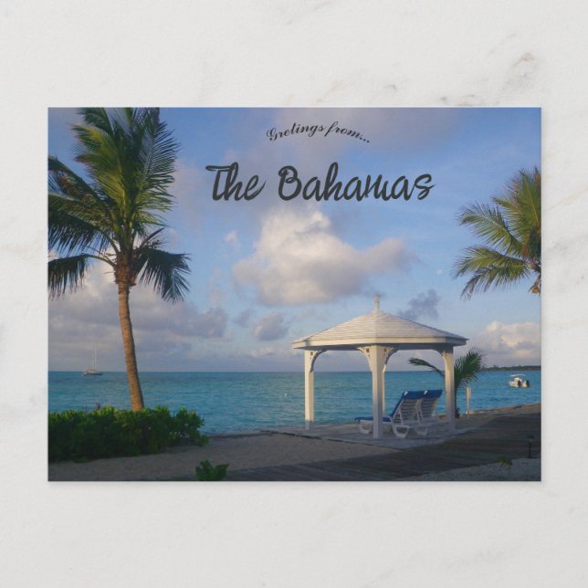 Postal Gazebo en una playa en Las Bahamas (Anverso)