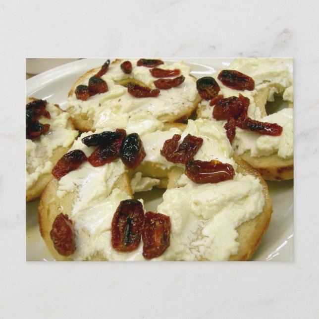 Postal Gbagel tostado con queso de cabra (Anverso)
