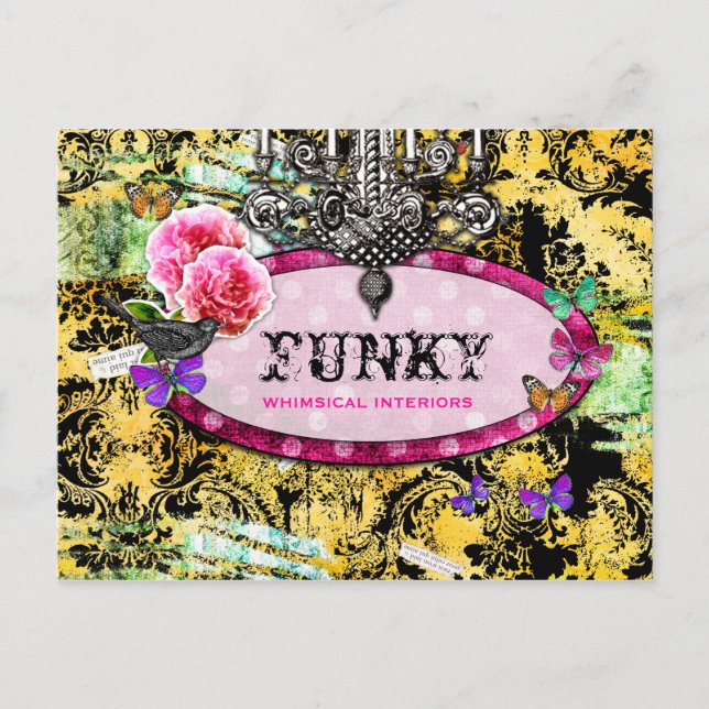 Postal GC | Abeja rosa vintage caprichosa (Anverso)